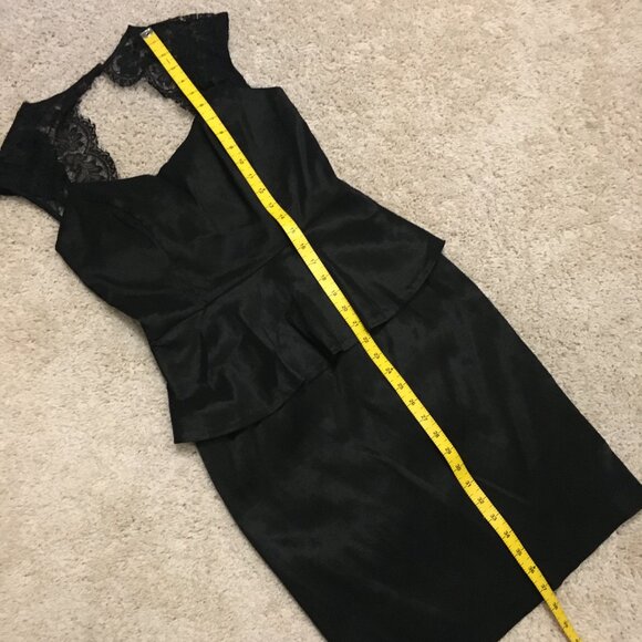 Elegant Chic Black Satin and Lace Peplum Prom Dress - Picture 16 of 16